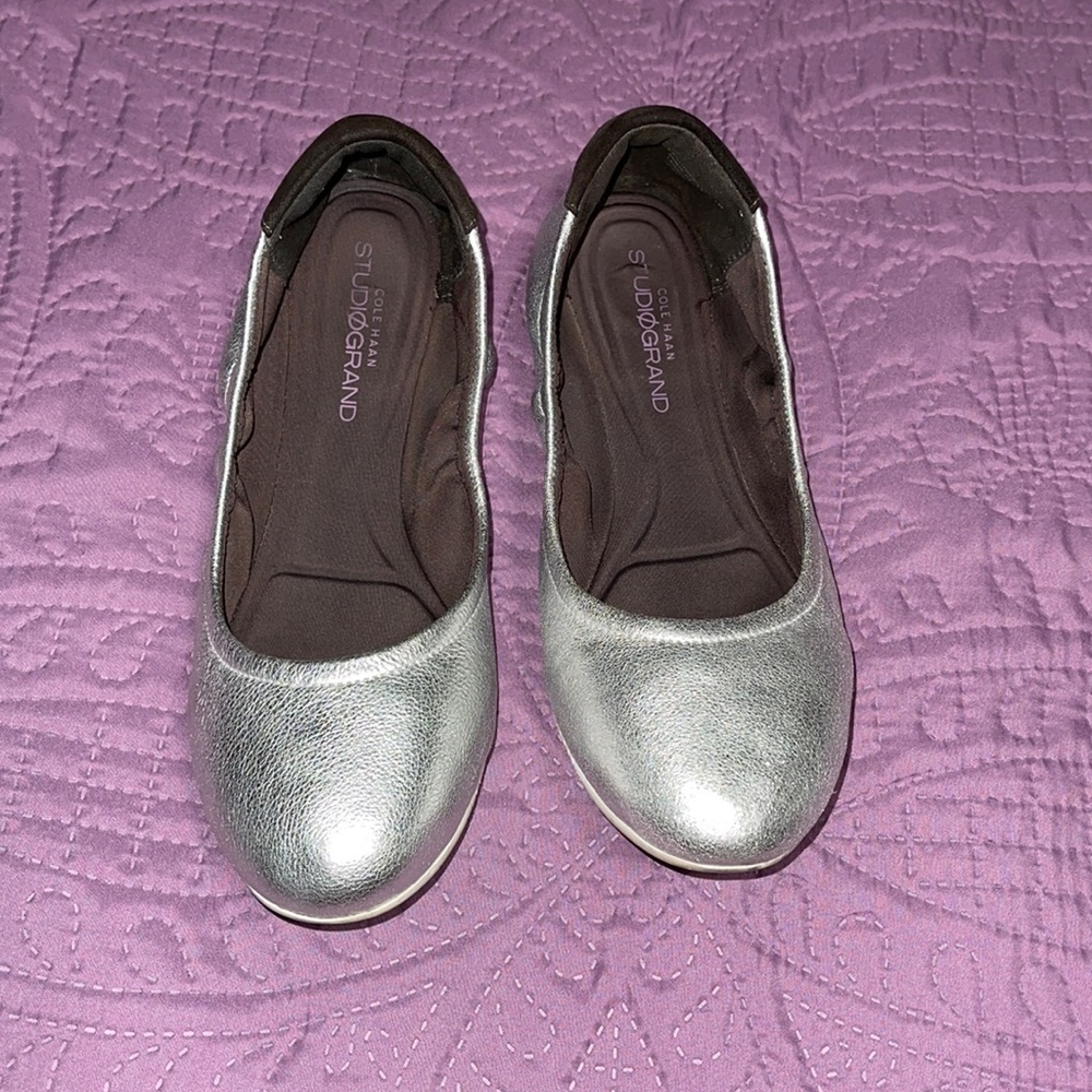 Cole Haan silver flats.  Size 7.5B